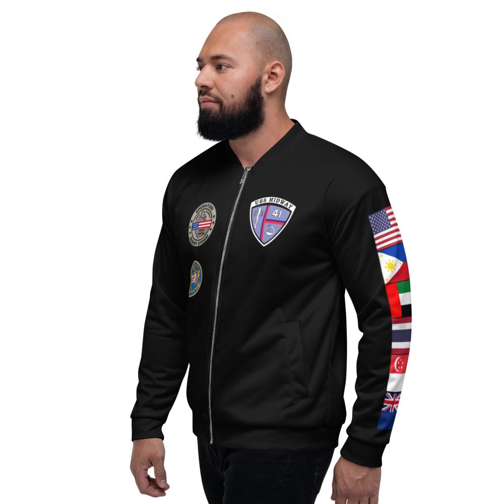 USS Midway (CV-41) 1990-91 FP Cruise Jacket - Black – left view, white