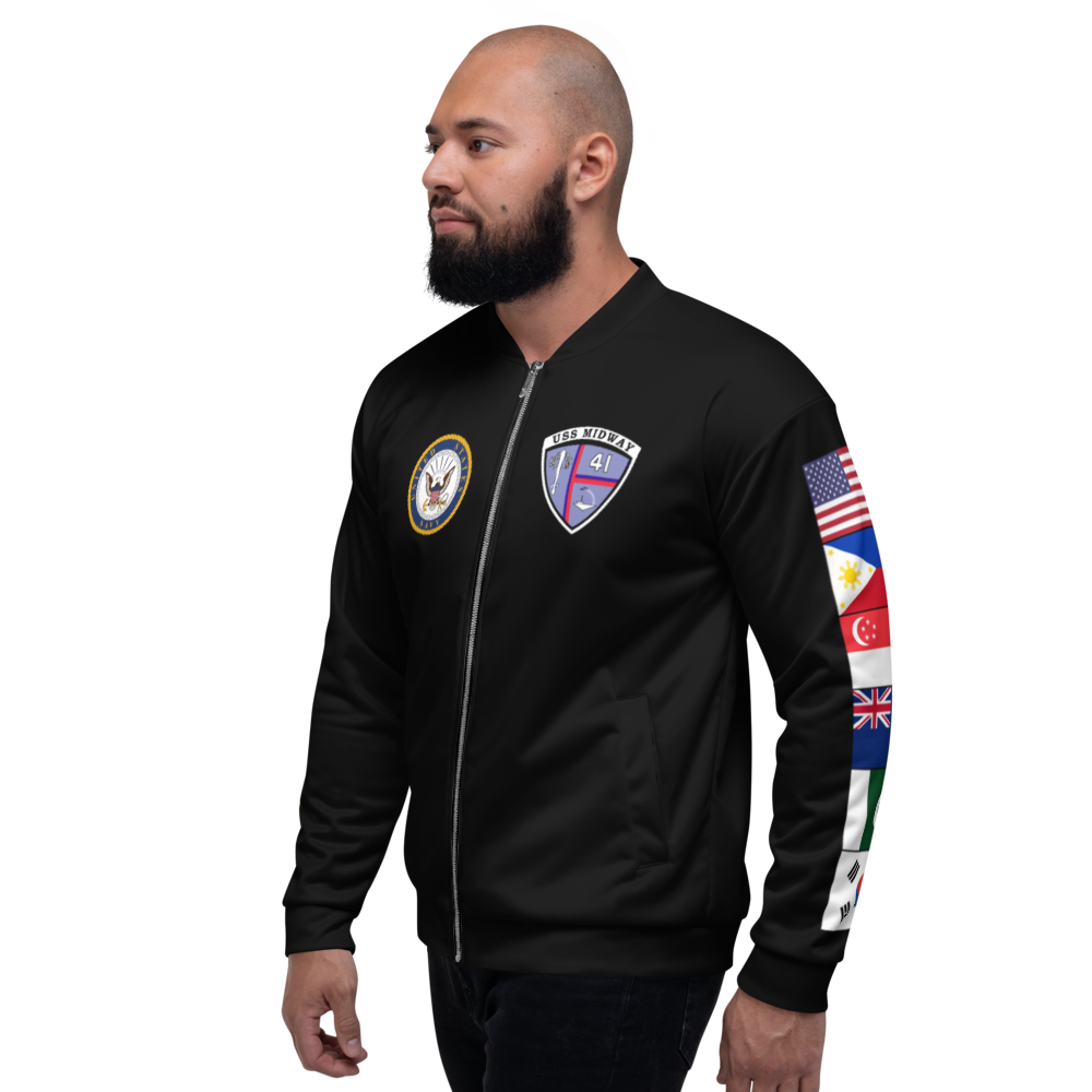 USS Midway (CV-41) 1975-76 FP Cruise Jacket - Black – left view, white