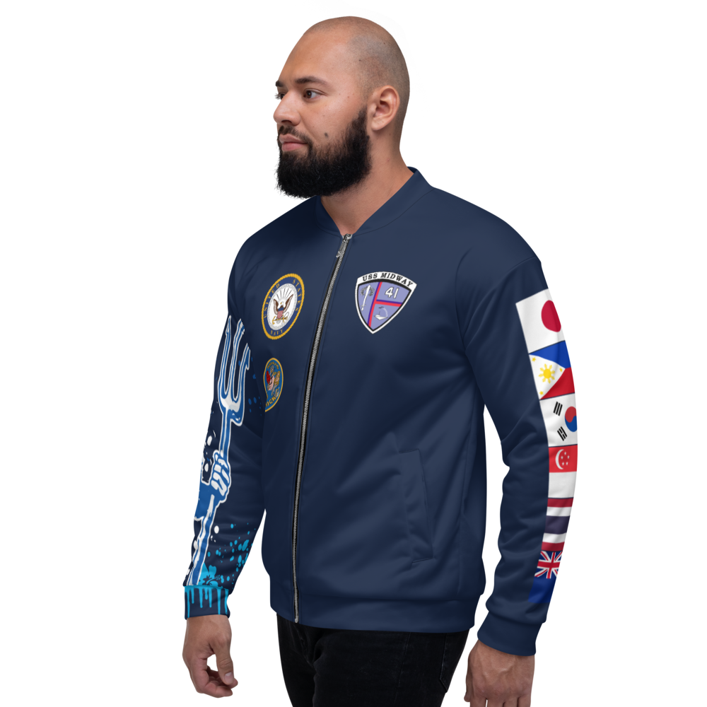 USS Midway (CV-41) 1984-85 FP Cruise Jacket - Shellback – left view, white