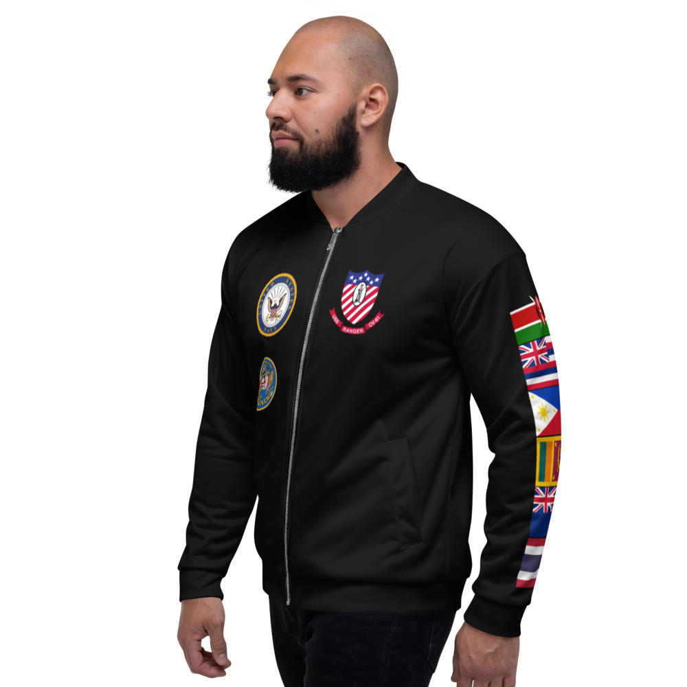 USS Ranger (CV-61) 1980-81 FP Cruise Jacket - Black – left view, white