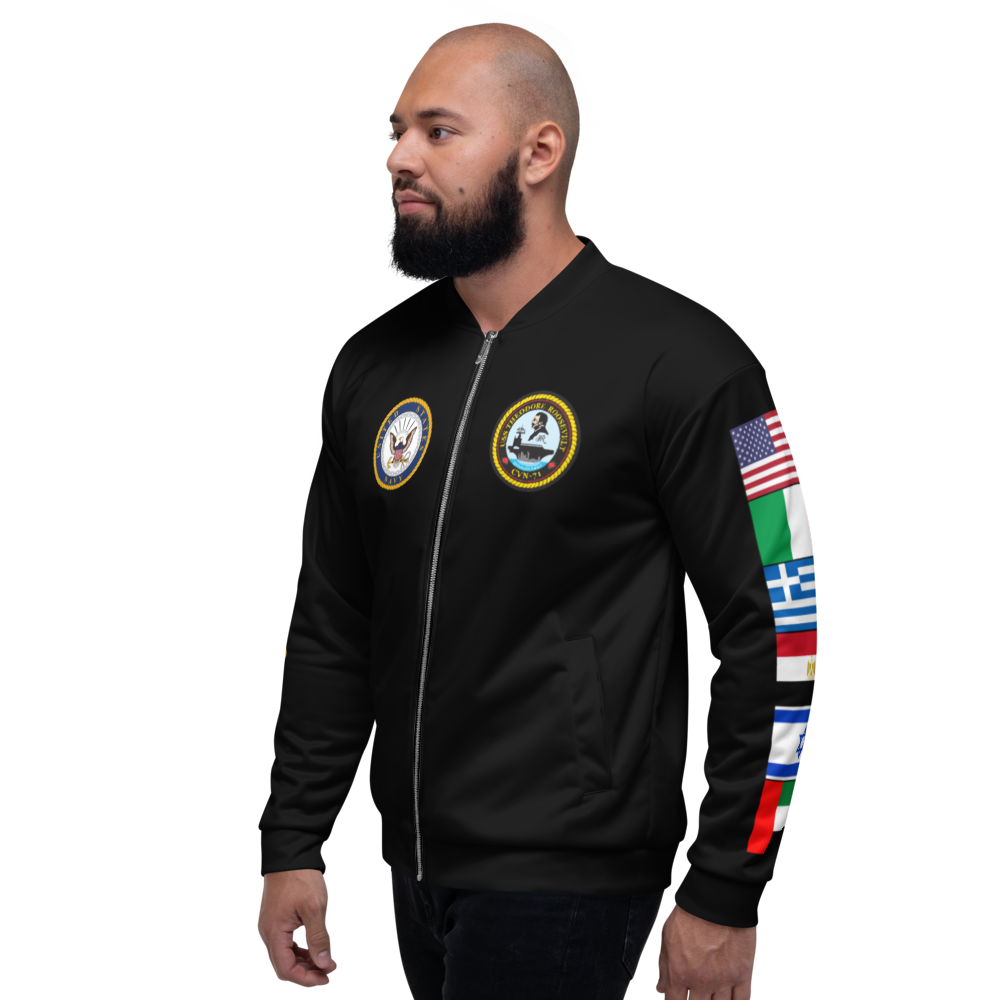 USS Theodore Roosevelt (CVN-71) 1995 FP Cruise Jacket - Black – left view, white