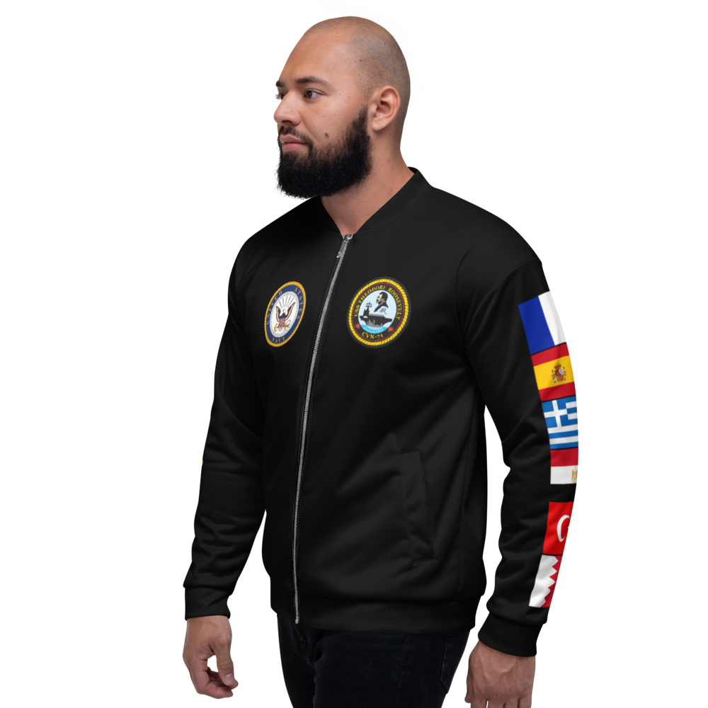USS Theodore Roosevelt (CVN-71) 1999 FP Cruise Jacket - Black – left view, white