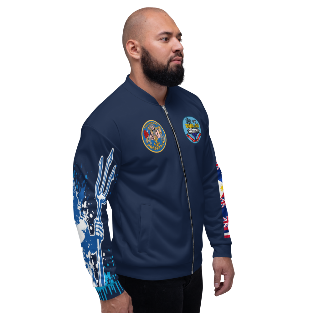 USS Coral Sea (CVA-43) 1969-70 FP Cruise Jacket - Shellback Sleeve – right view, white