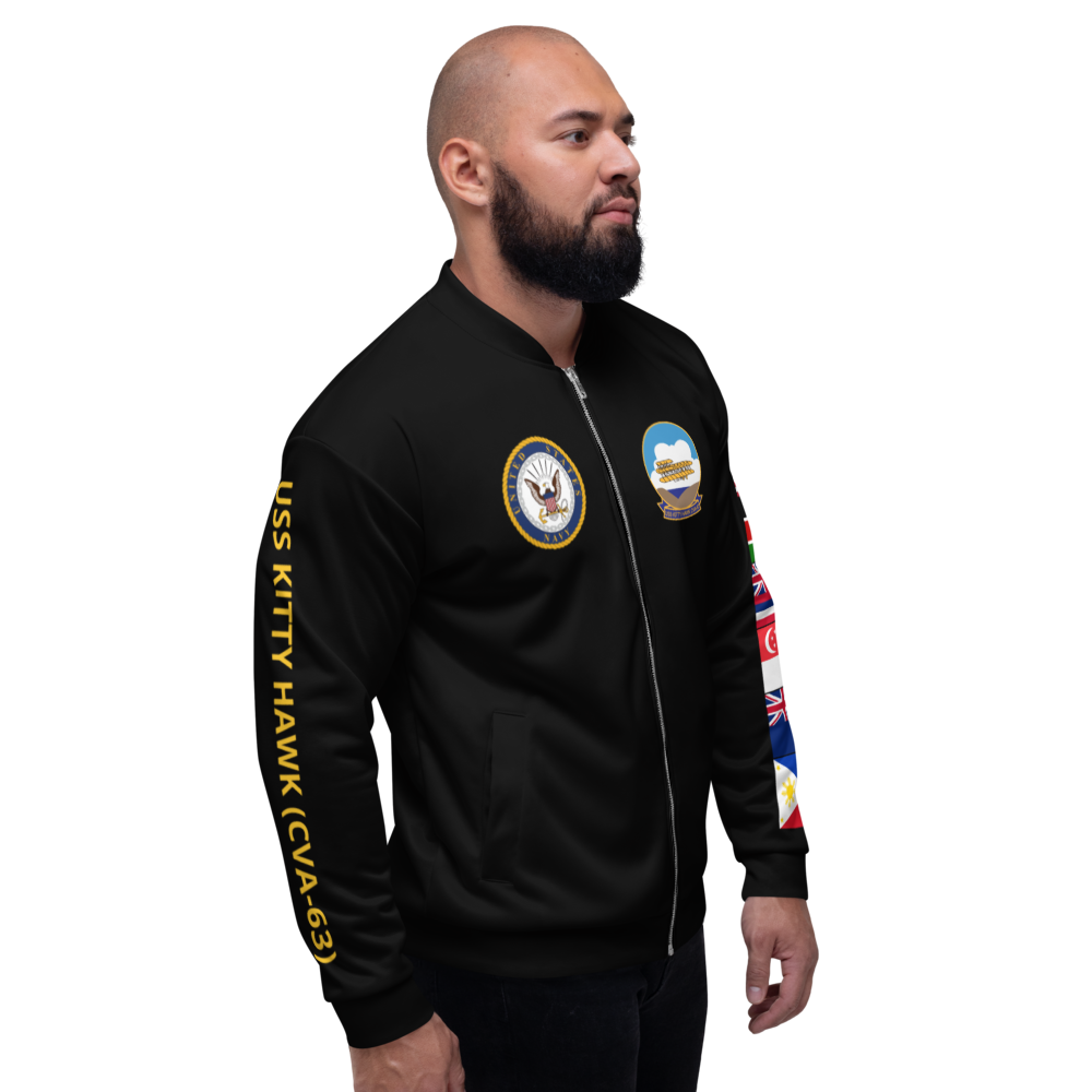 USS Kitty Hawk (CVA-63) 1973-74 FP Cruise Jacket - Black – right view, white