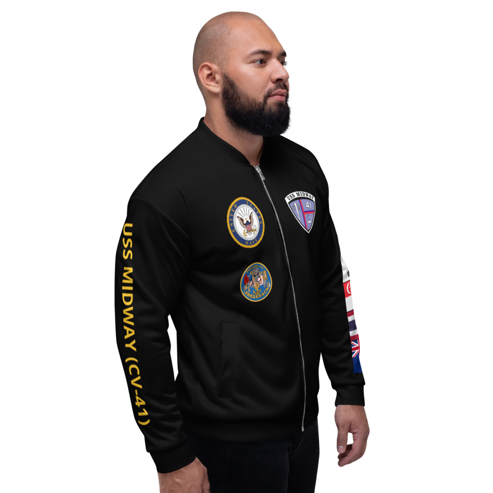 USS Midway (CV-41) 1984-85 FP Cruise Jacket - Black – right view, white