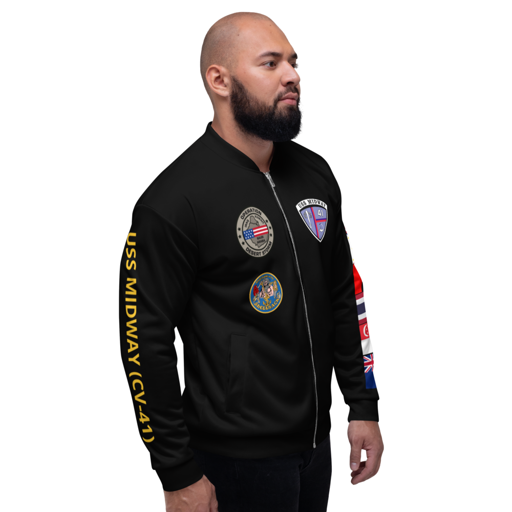 USS Midway (CV-41) 1990-91 FP Cruise Jacket - Black – right view, white