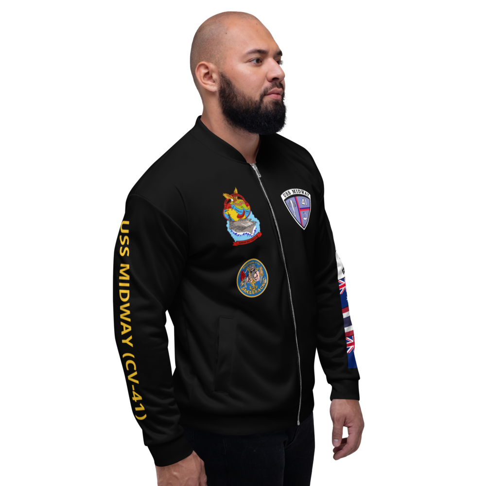 USS Midway (CV-41) 1987-88 FP Cruise Jacket - Black – right view, white