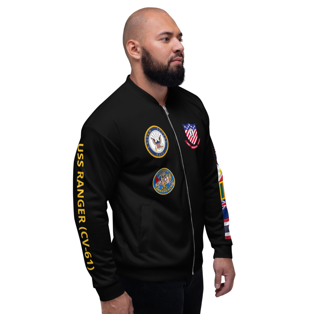 USS Ranger (CV-61) 1980-81 FP Cruise Jacket - Black – right view, white