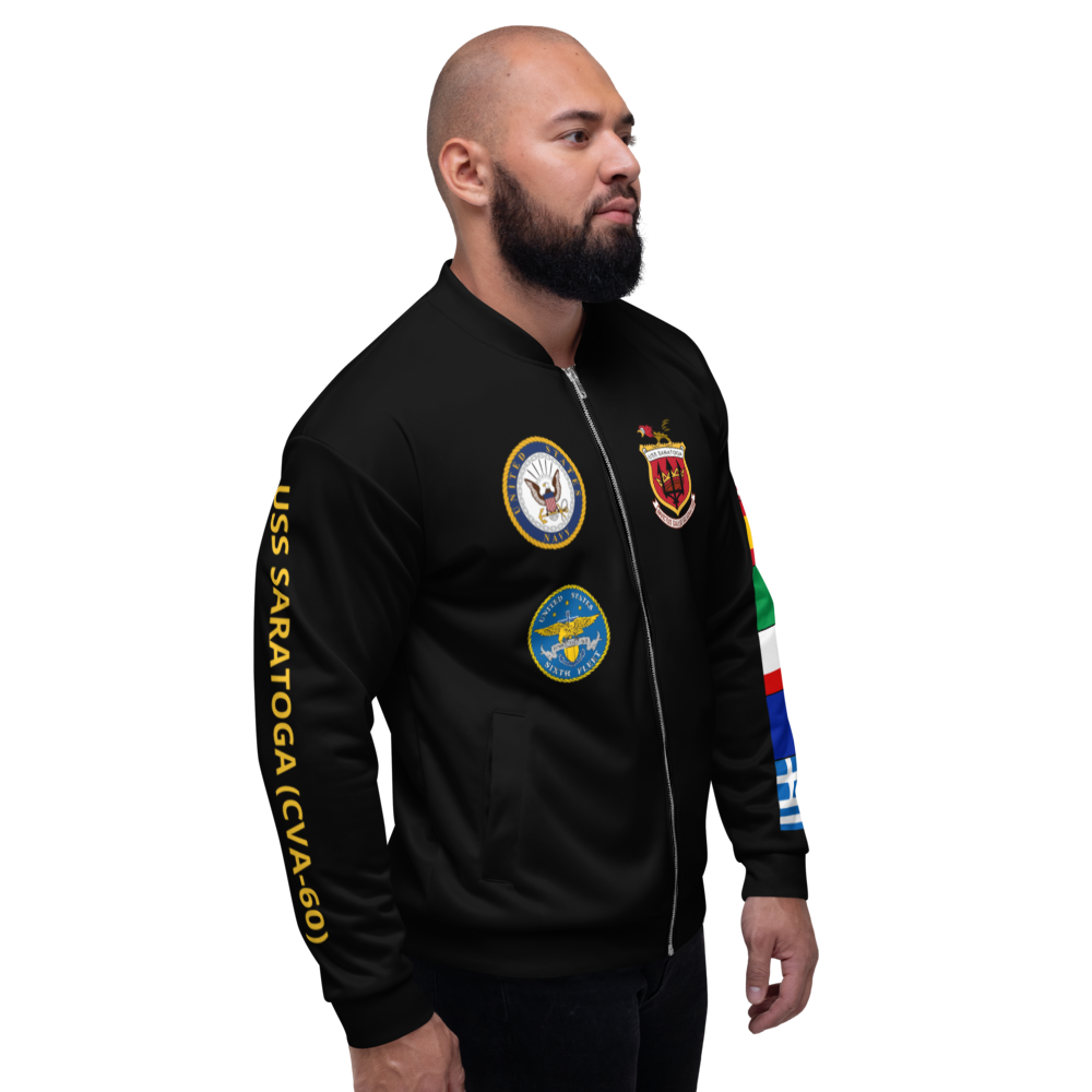 USS Saratoga (CVA-60) 1960-61 FP Cruise Jacket - Black – right view, white