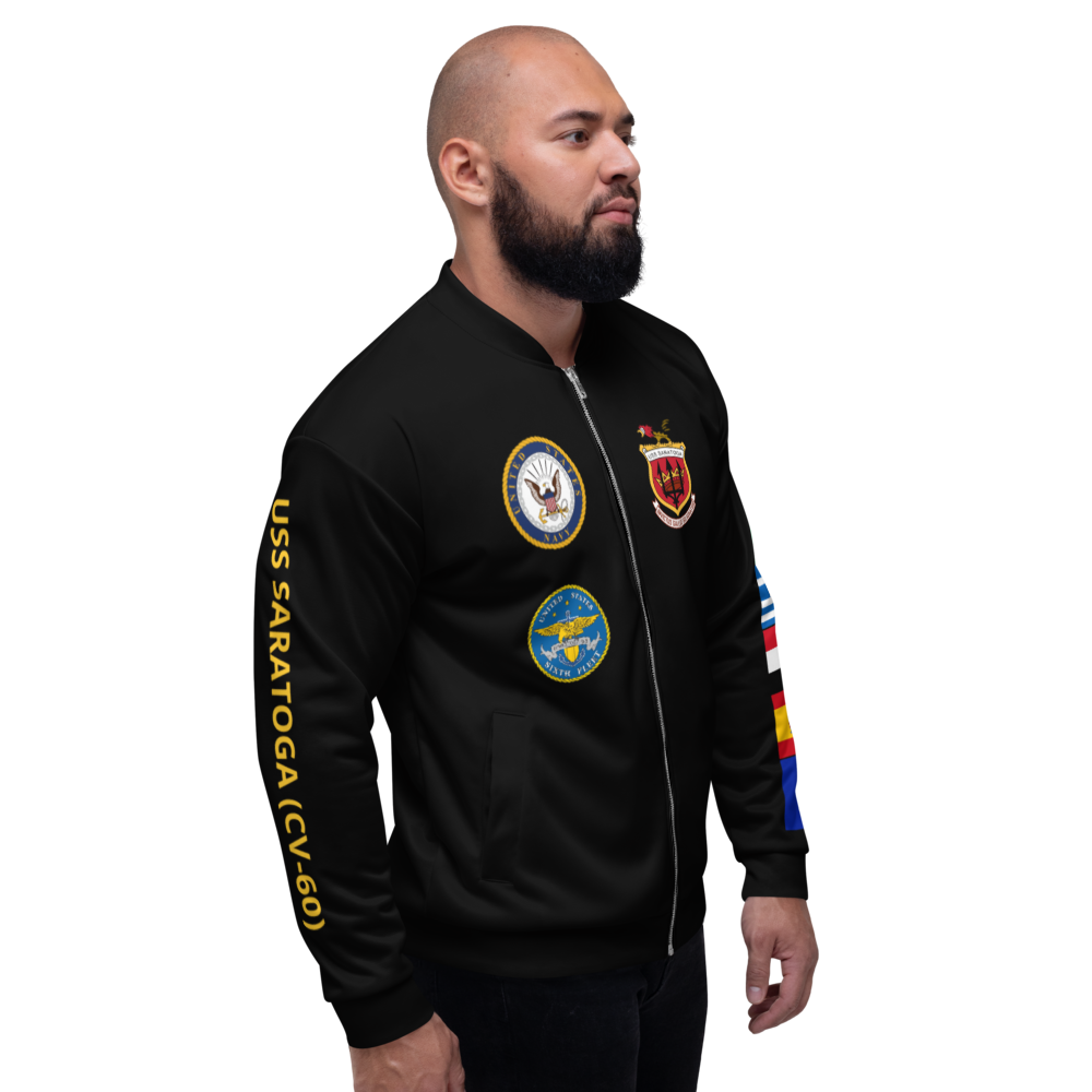 USS Saratoga (CV-60) 1987 FP Cruise Jacket - Black – right view, white