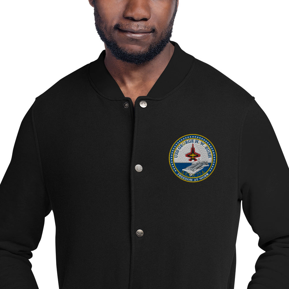 USS George H.W. Bush (CVN-77) Embroidered Champion Bomber Jacket - Ship's Crest