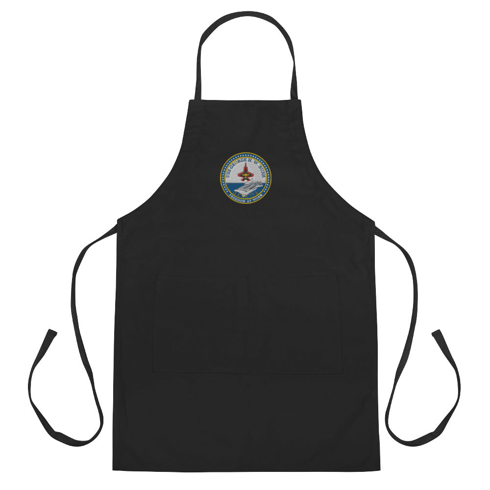 USS George H.W. Bush (CVN-77) Embroidered Apron - Ship's Crest – black