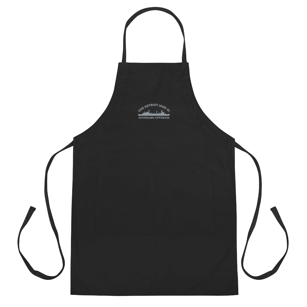 USS Detroit (AOE-4) Embroidered Apron with Ship's Motto – black
