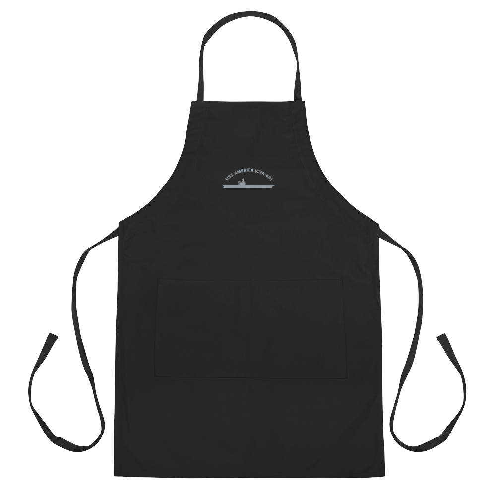 USS America (CVA-66) Embroidered Apron – black