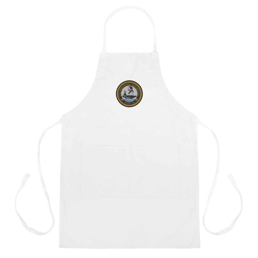 USS Theodore Roosevelt (CVN-71) Embroidered Apron – white