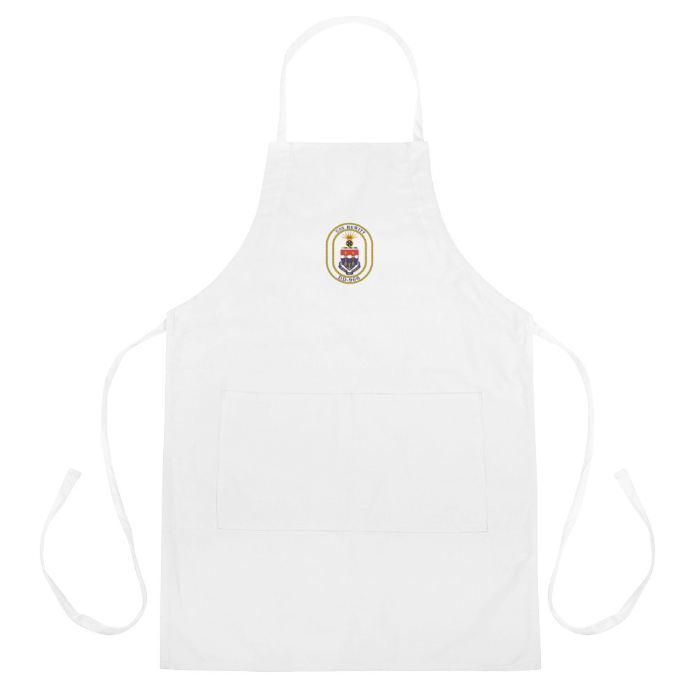 USS Hewitt (DD-966) Ship's Crest Embroidered Apron – white