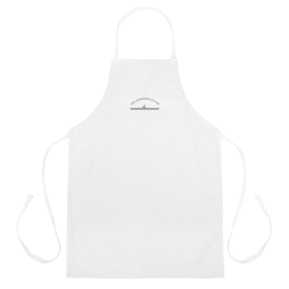 USS Saratoga (CV-60) Embroidered Apron – white