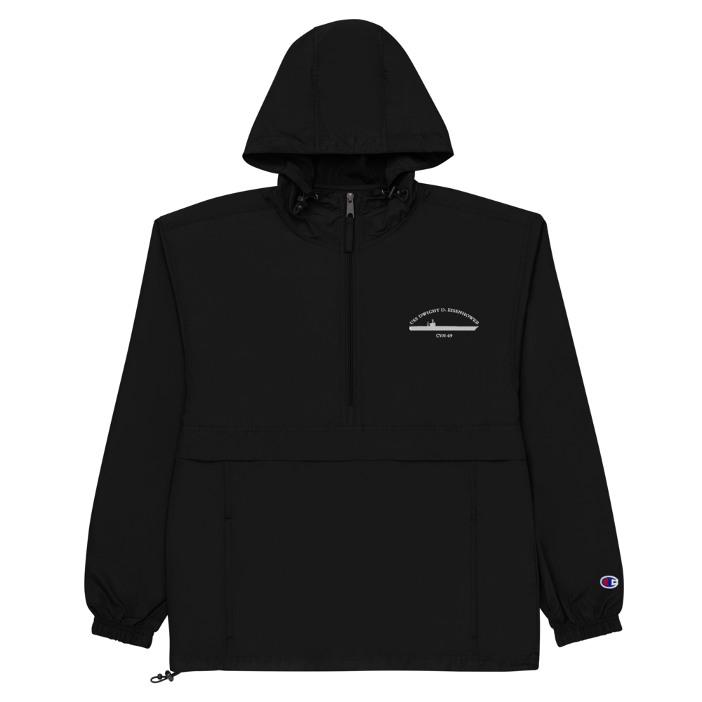 USS Dwight D. Eisenhower (CVN-69) Embroidered Champion Packable Jacket – black