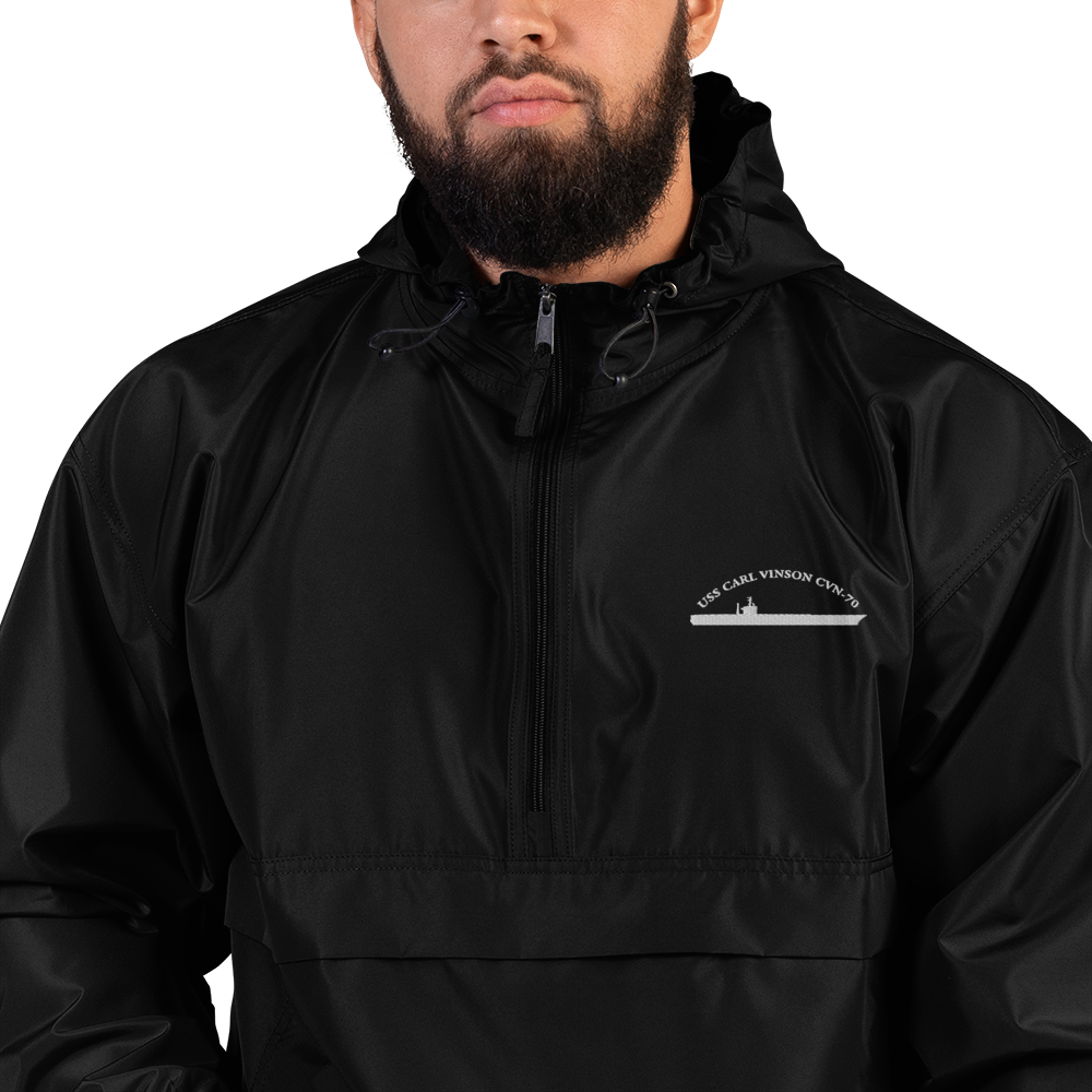 USS Carl Vinson (CVN-70) Embroidered Champion Packable Jacket – black