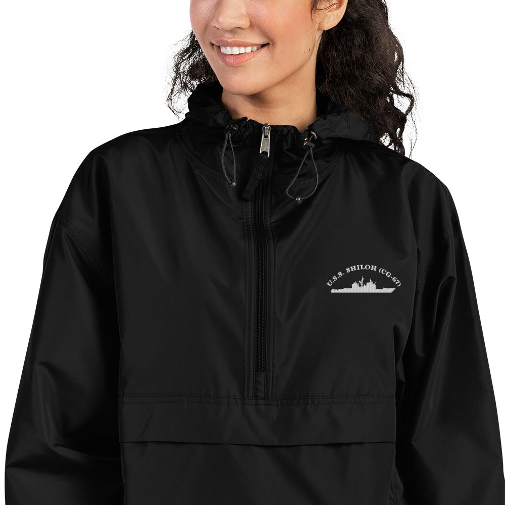 USS Shiloh (CG-67) Embroidered Champion Packable Jacket – black