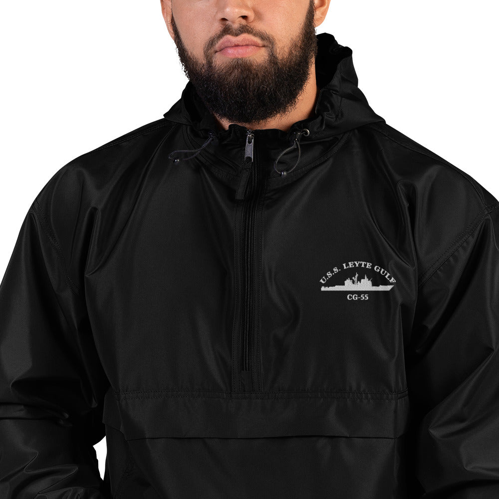 USS Leyte Gulf (CG-55) Embroidered Champion Packable Jacket – black