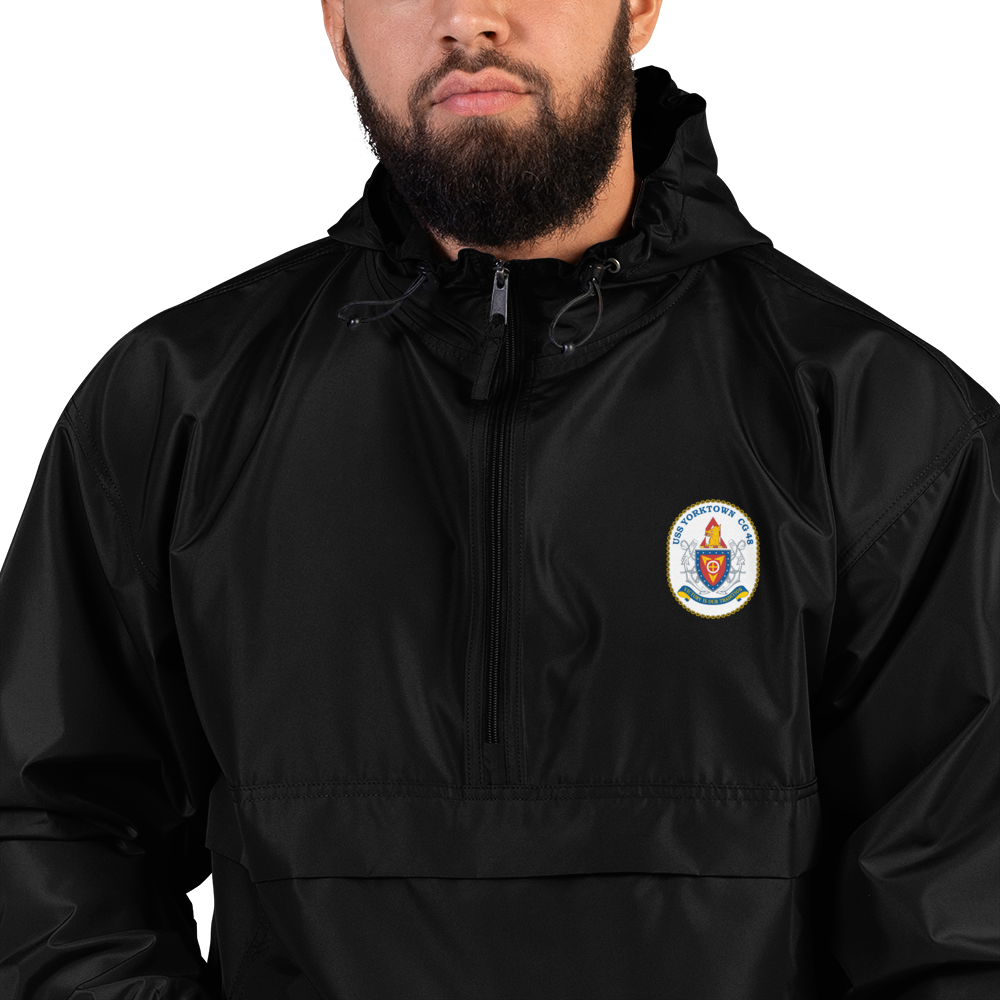 USS Yorktown (CG-48) Embroidered Champion Packable Jacket – black
