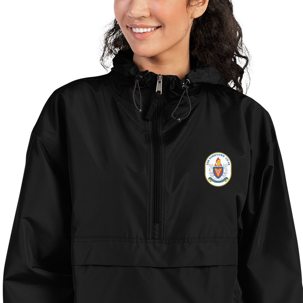 USS Yorktown (CG-48) Embroidered Champion Packable Jacket – black