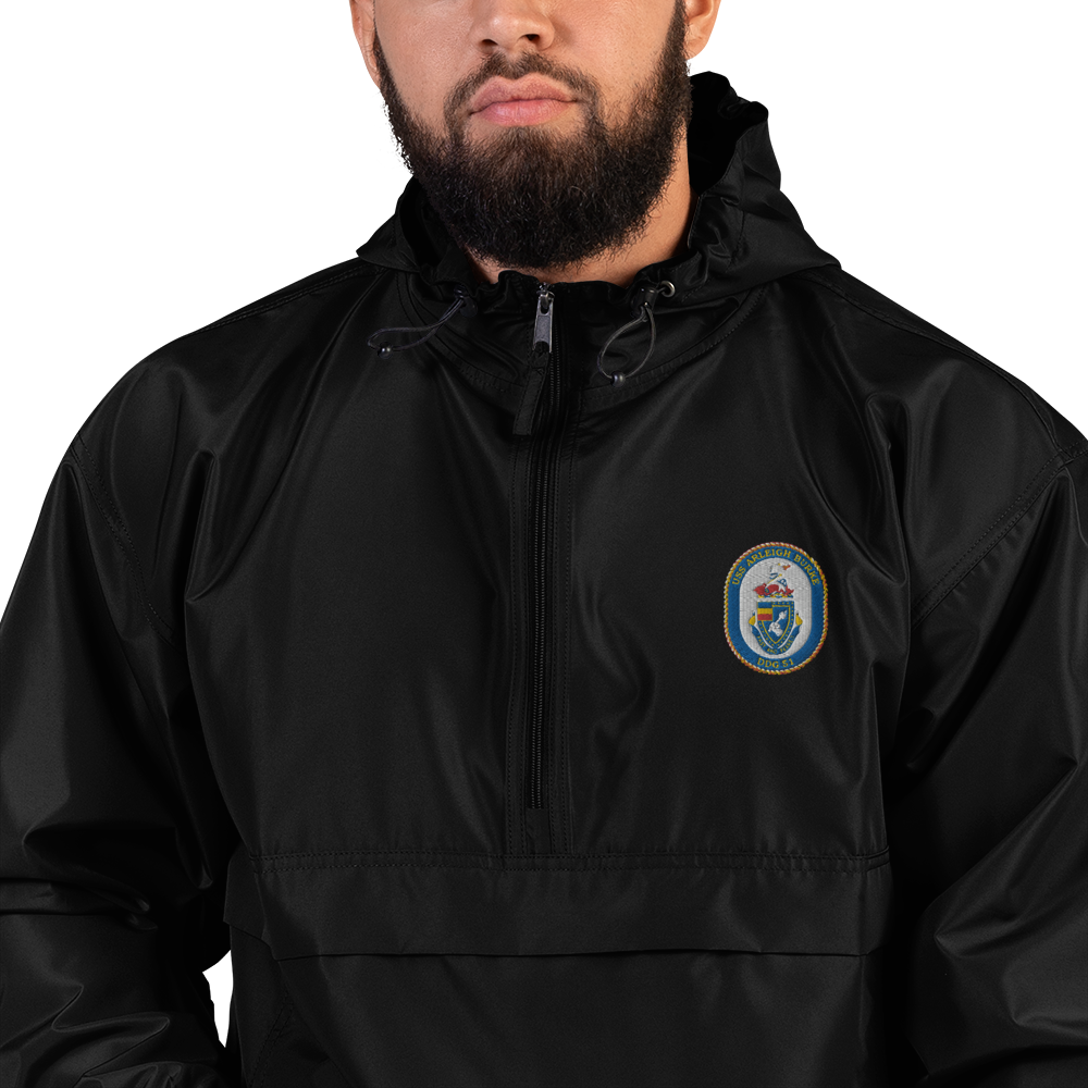 USS Arleigh Burke (DDG-51) Embroidered Champion Packable Jacket – black