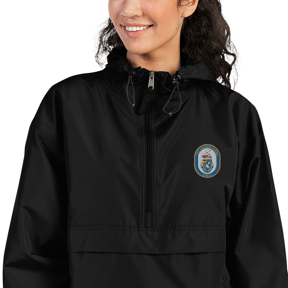 USS Arleigh Burke (DDG-51) Embroidered Champion Packable Jacket – black