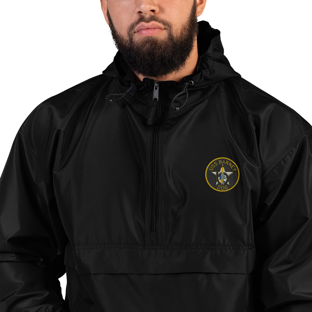 USS Barney (DDG-6) Embroidered Champion Packable Jacket – black