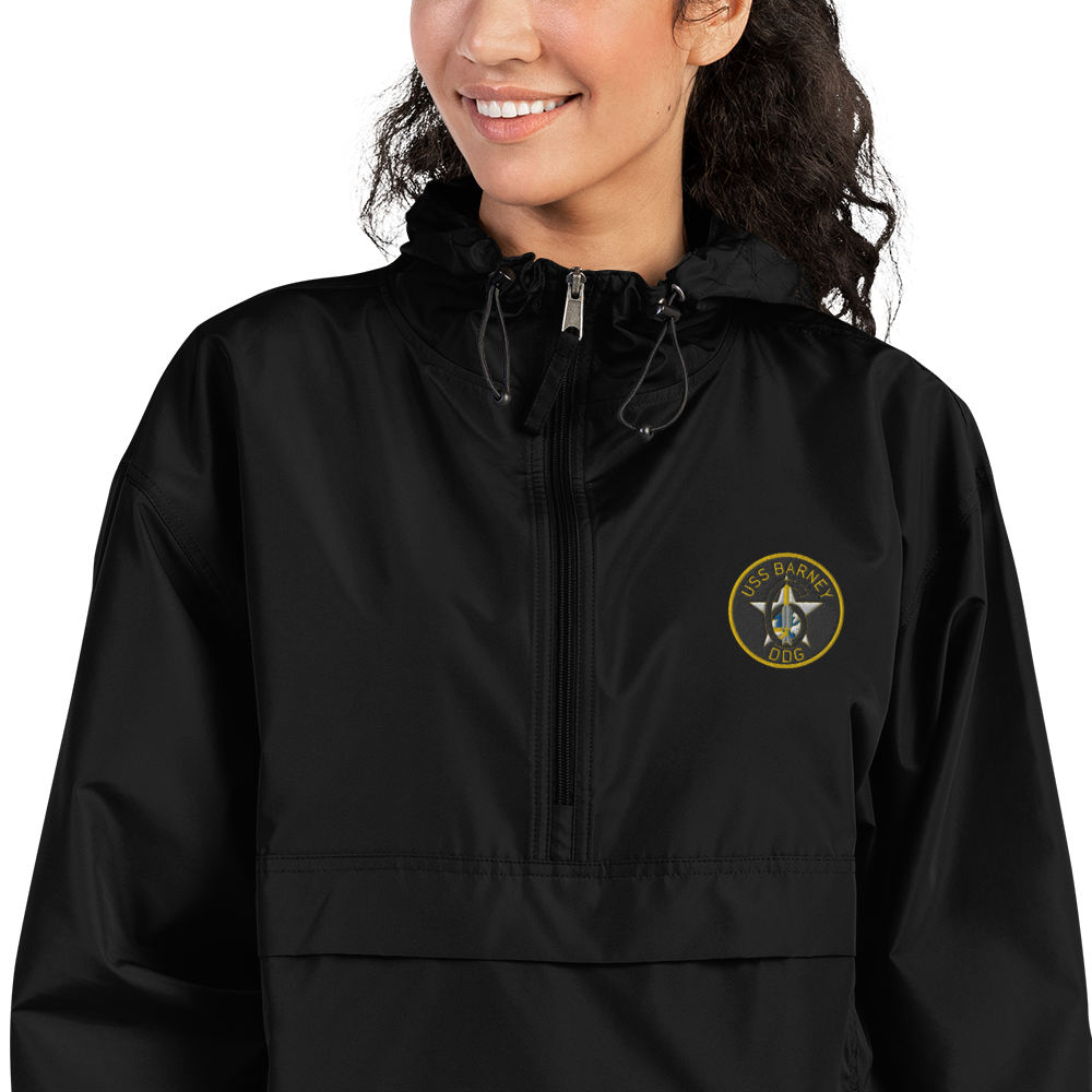 USS Barney (DDG-6) Embroidered Champion Packable Jacket – black