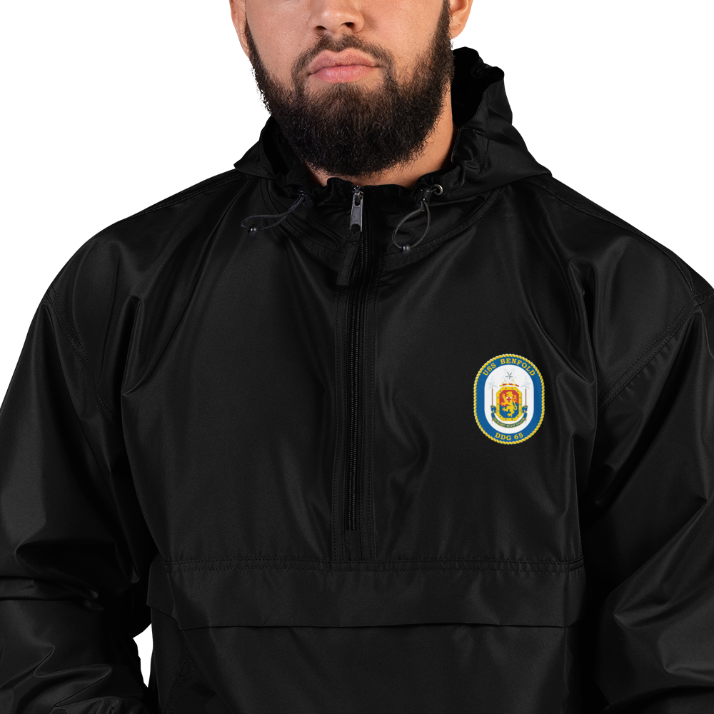 USS Benfold (DDG-65) Embroidered Champion Packable Jacket – black