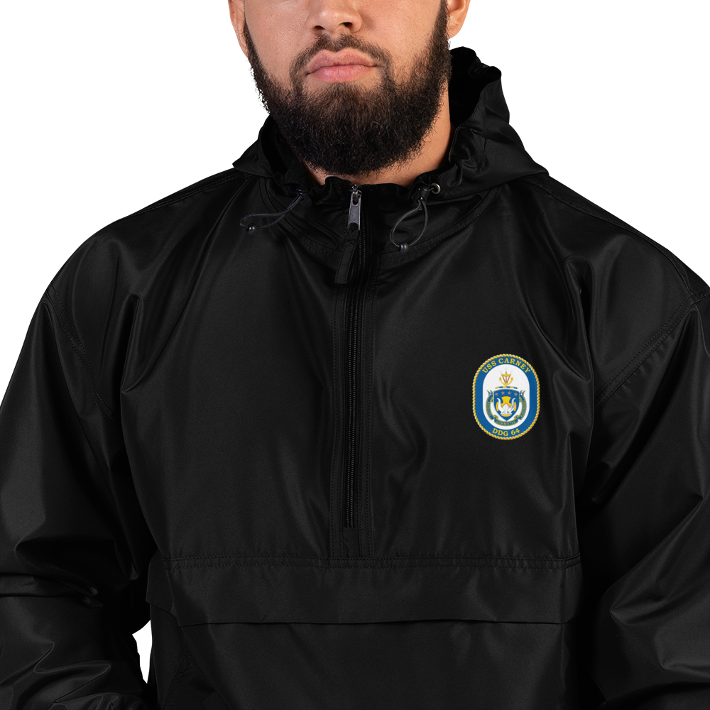 USS Carney (DDG-64) Embroidered Champion Packable Jacket – black