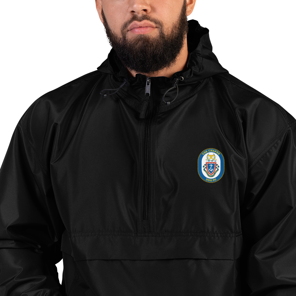 USS Chafee (DDG-90) Embroidered Champion Packable Jacket – black