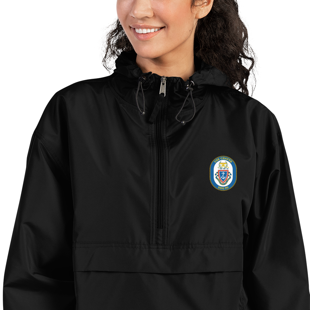 USS Chafee (DDG-90) Embroidered Champion Packable Jacket – black