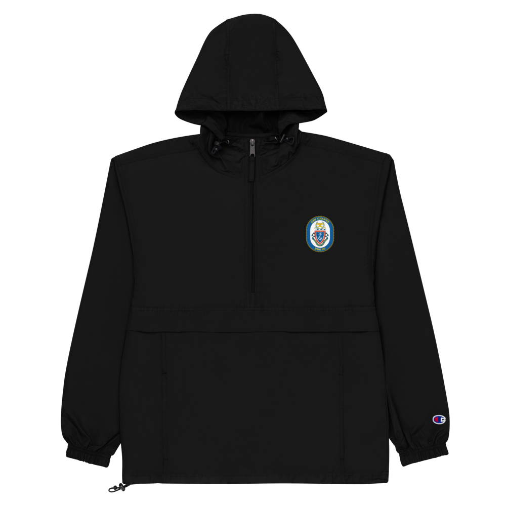 USS Chafee (DDG-90) Embroidered Champion Packable Jacket – black