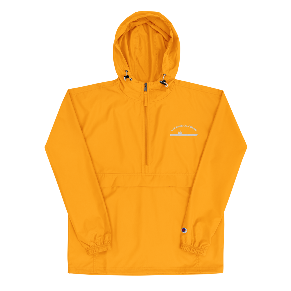 USS America (CVA-66) Embroidered Champion Packable Jacket – gold