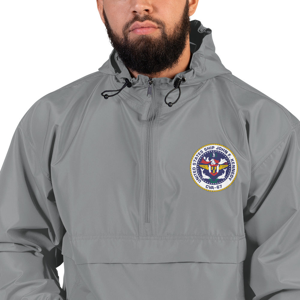 USS John F. Kennedy (CVA-67) Embroidered Champion Packable Jacket - Ship's Crest