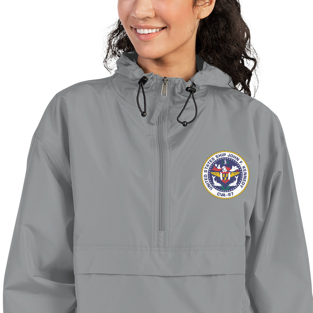 USS John F. Kennedy (CVA-67) Embroidered Champion Packable Jacket - Ship's Crest