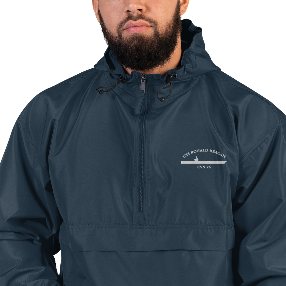 USS Ronald Reagan (CVN-76) Embroidered Champion Packable Jacket – navy