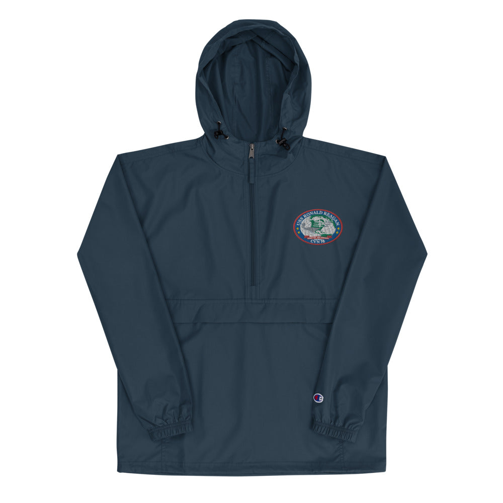 USS Ronald Reagan (CVN-76) Embroidered Champion Packable Jacket - Ship's Crest – navy