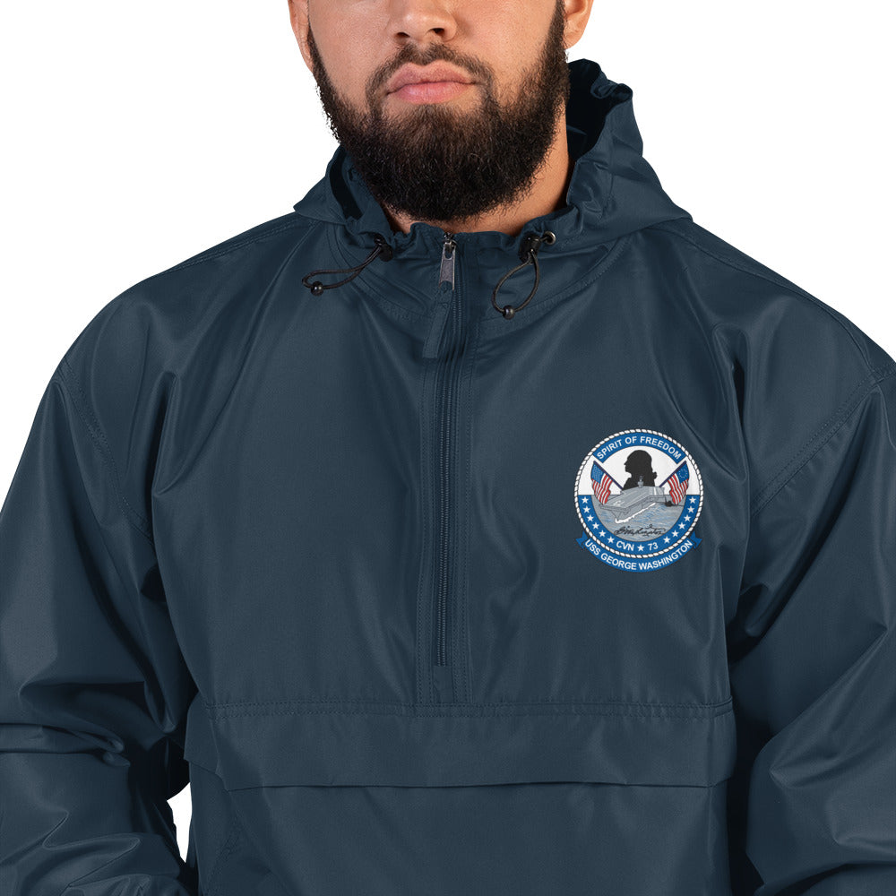 USS George Washington (CVN-73) Embroidered Champion Packable Jacket - Ship's Crest – navy
