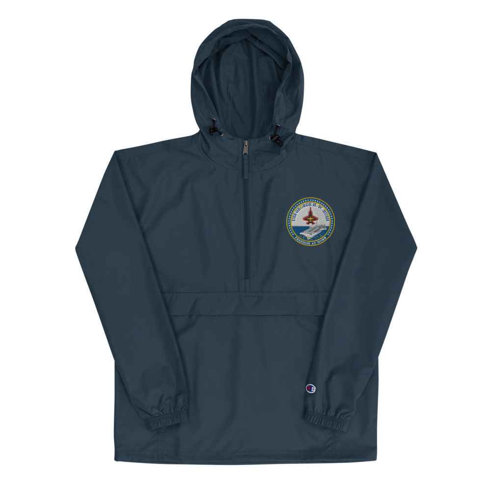 USS George H.W. Bush (CVN-77) Embroidered Champion Packable Jacket - Ship's Crest – navy