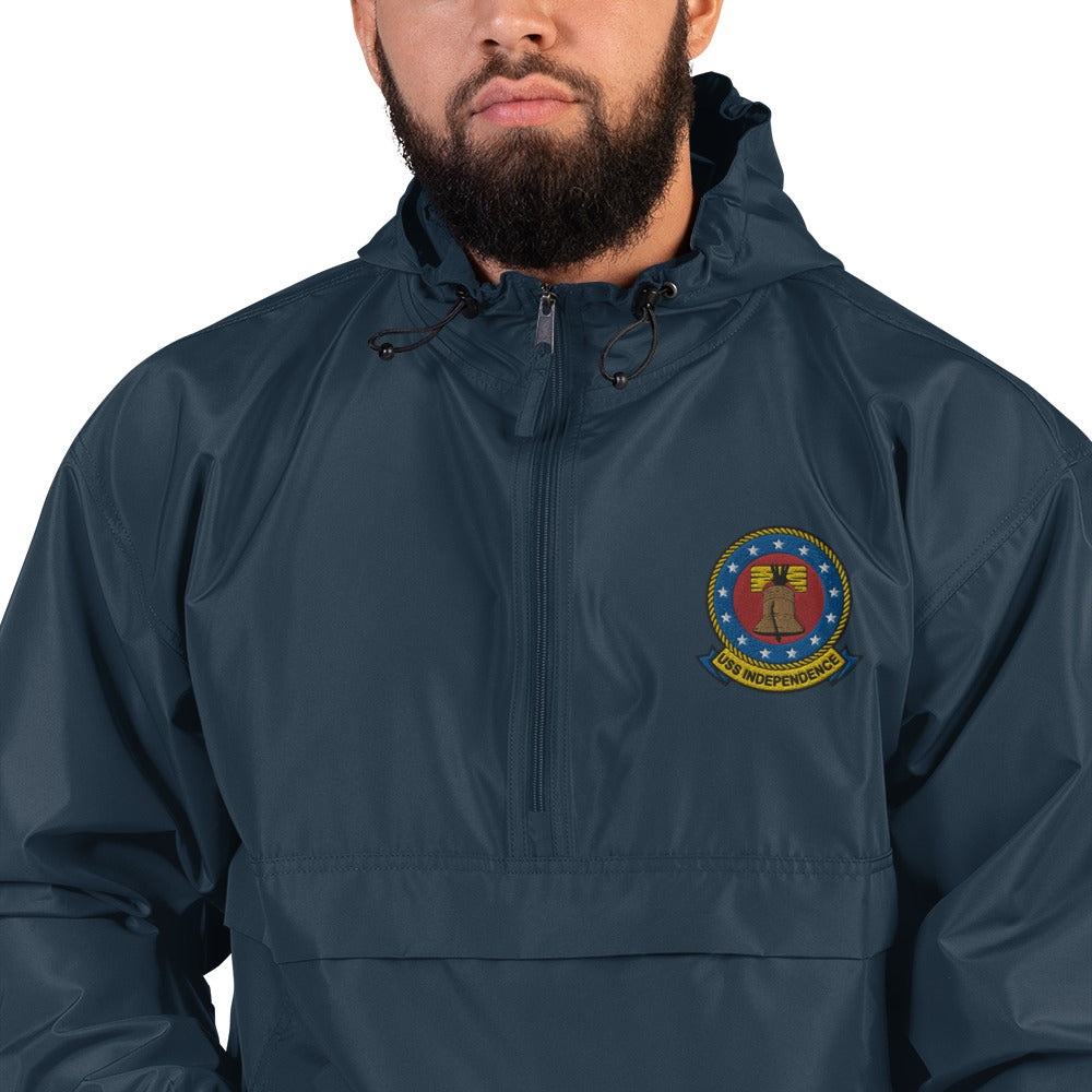 USS Independence (CVA/CV-62) Embroidered Champion Packable Jacket - Ship's Crest – navy