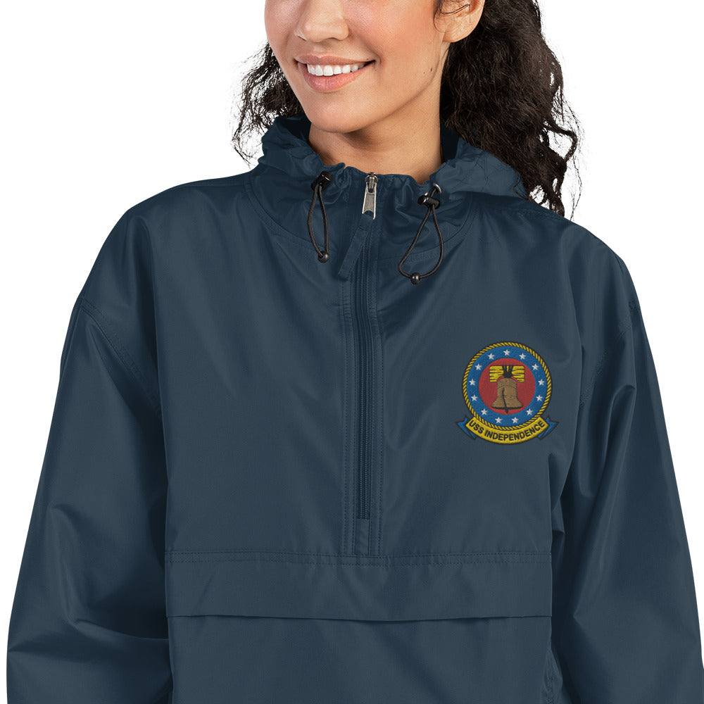 USS Independence (CVA/CV-62) Embroidered Champion Packable Jacket - Ship's Crest – navy