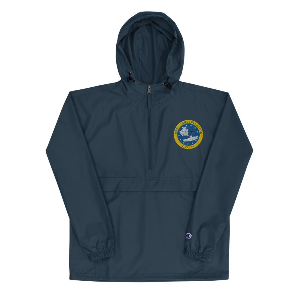 USS Constellation (CVA-64) Embroidered Champion Packable Jacket - Ship's Crest