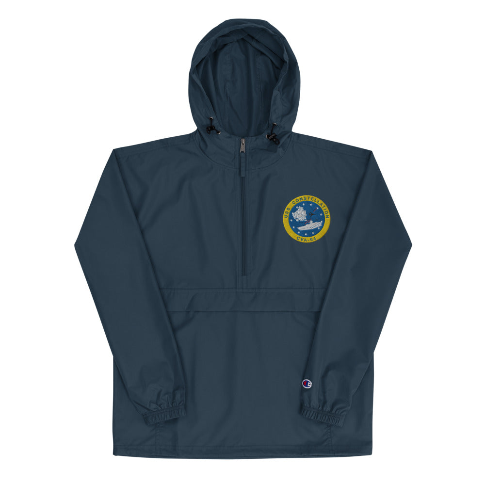 USS Constellation (CVA-64) Embroidered Champion Packable Jacket - Ship's Crest – navy