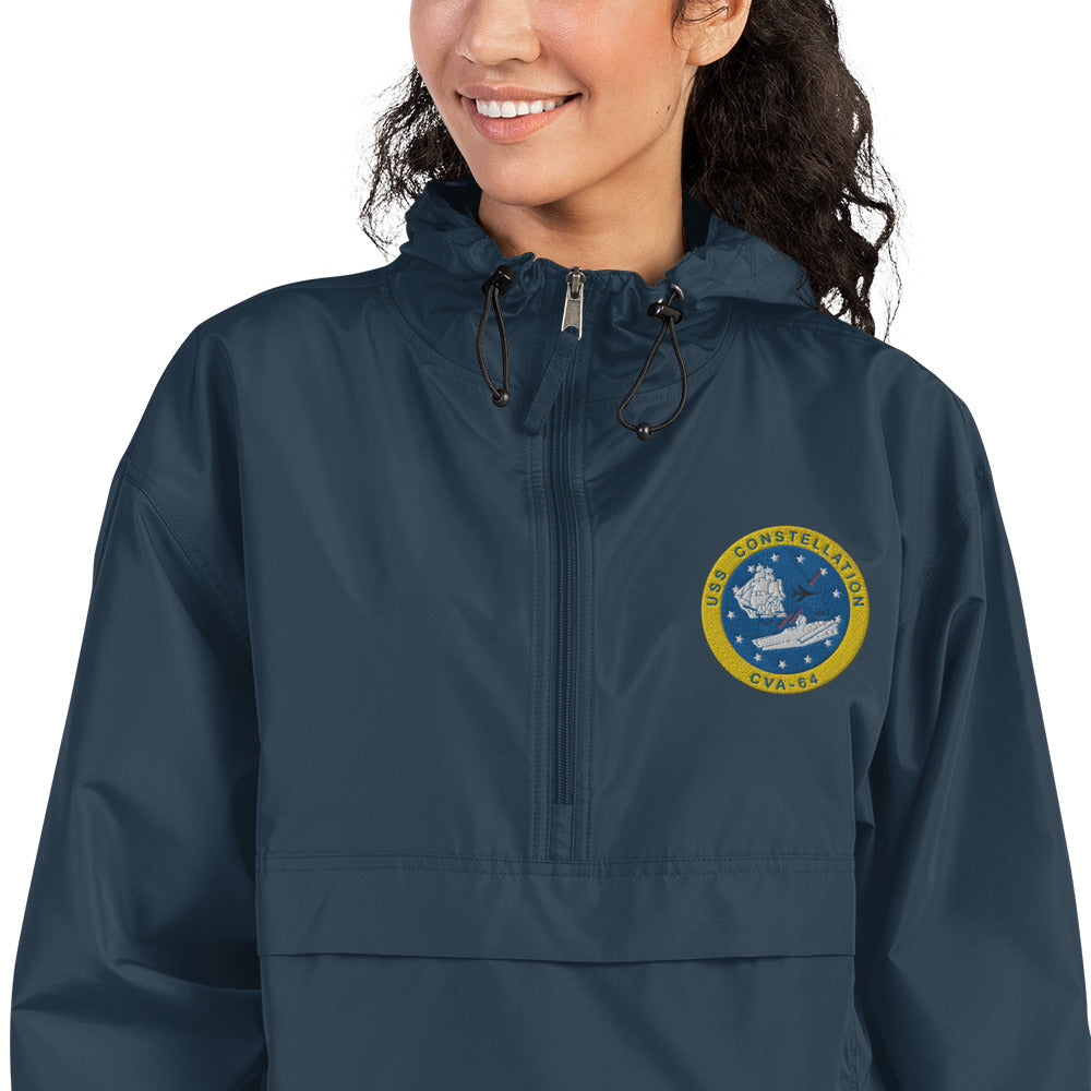 USS Constellation (CVA-64) Embroidered Champion Packable Jacket - Ship's Crest – navy
