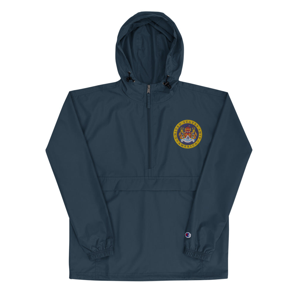 USS America (CVA/CV-66) Embroidered Champion Packable Jacket - Ship's Crest