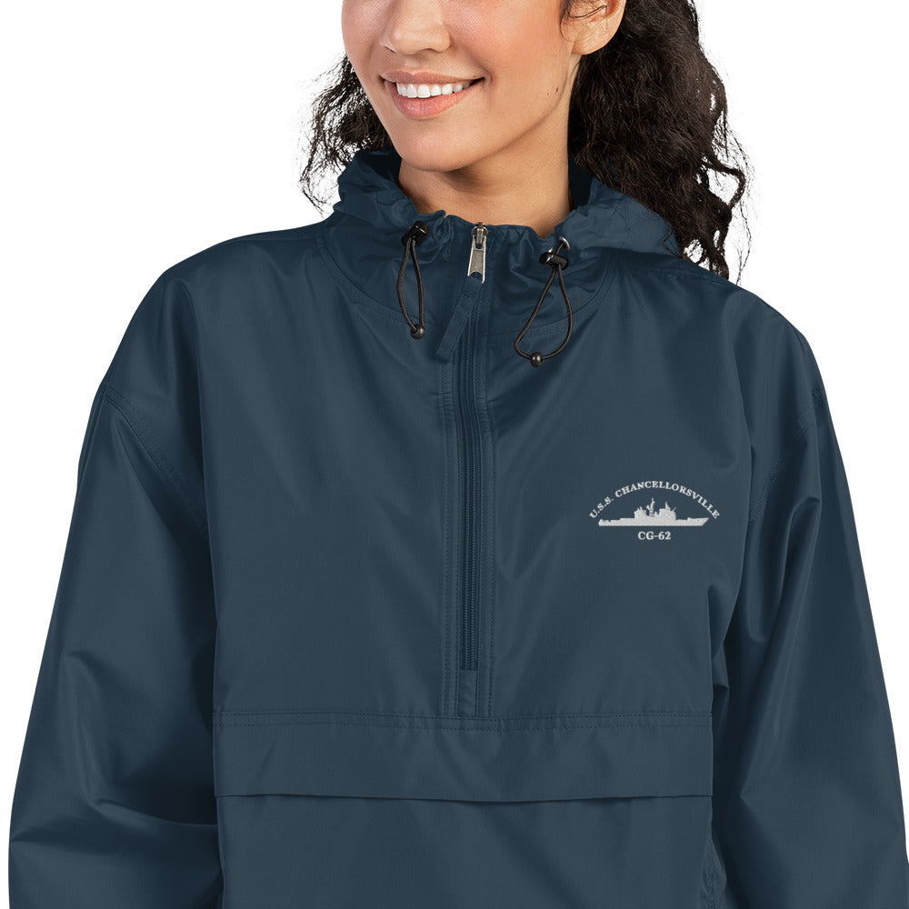 USS Chancellorsville (CG-62) Embroidered Champion Packable Jacket – navy